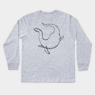 Inktober Tahoe Tessie Cryptid Kids Long Sleeve T-Shirt